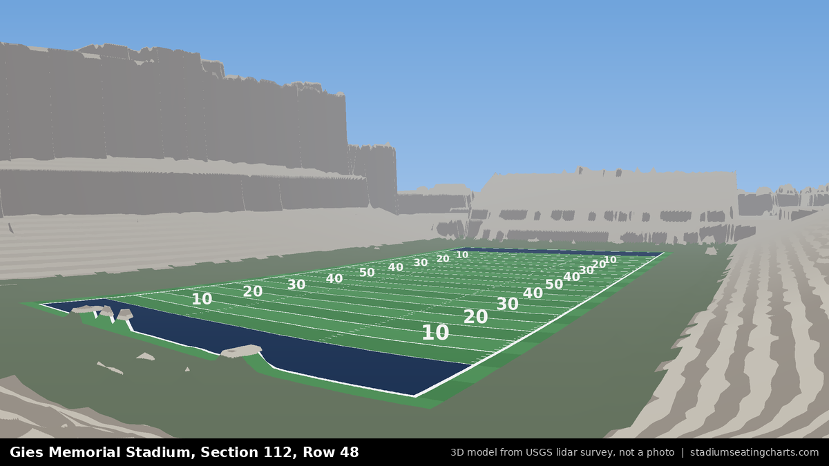 View from Gies Memorial Stadium Section 112, Row 48, looking toward the field