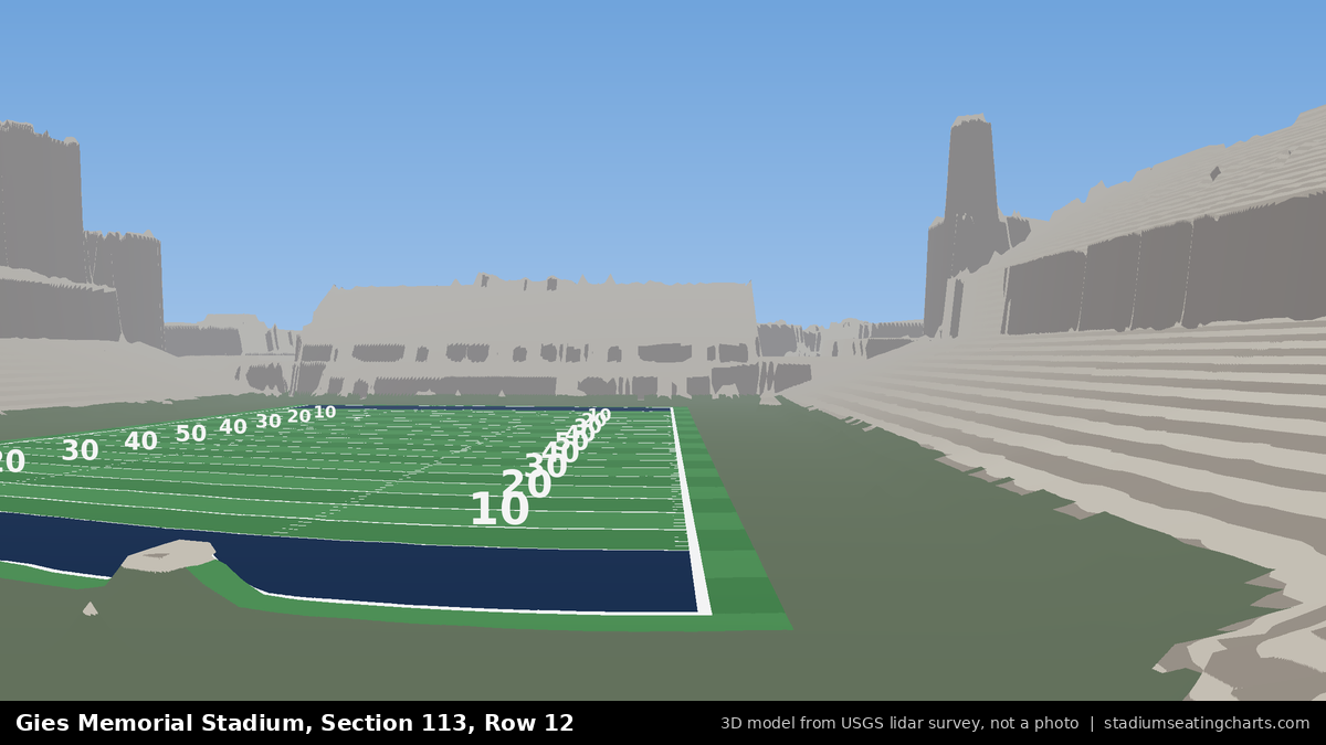 View from Gies Memorial Stadium Section 113, Row 12, looking toward the field