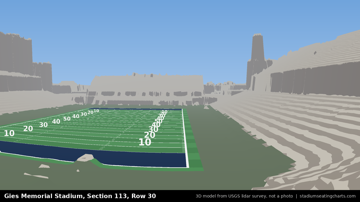 View from Gies Memorial Stadium Section 113, Row 30, looking toward the field