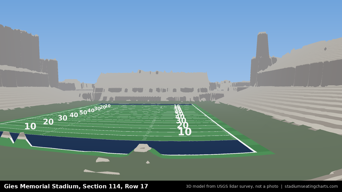 View from Gies Memorial Stadium Section 114, Row 17, looking toward the field