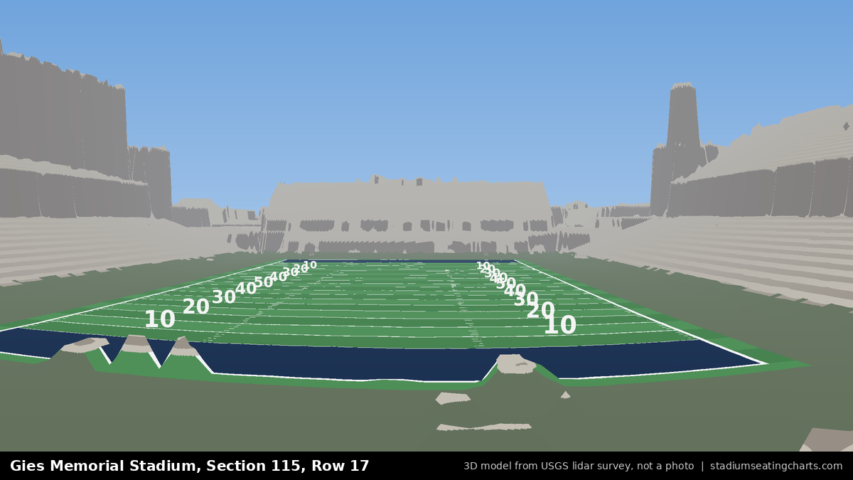 View from Gies Memorial Stadium Section 115, Row 17, looking toward the field