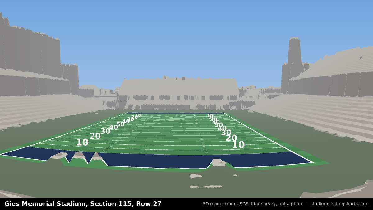 View from Gies Memorial Stadium Section 115, Row 27, looking toward the field