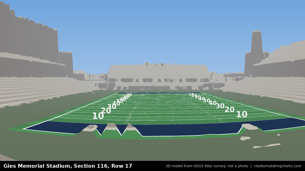 View from Gies Memorial Stadium Section 116, Row 17, looking toward the field