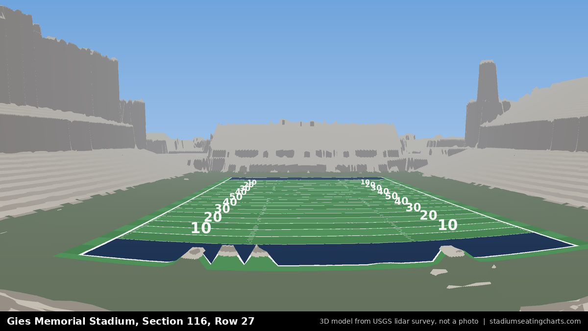 View from Gies Memorial Stadium Section 116, Row 27, looking toward the field