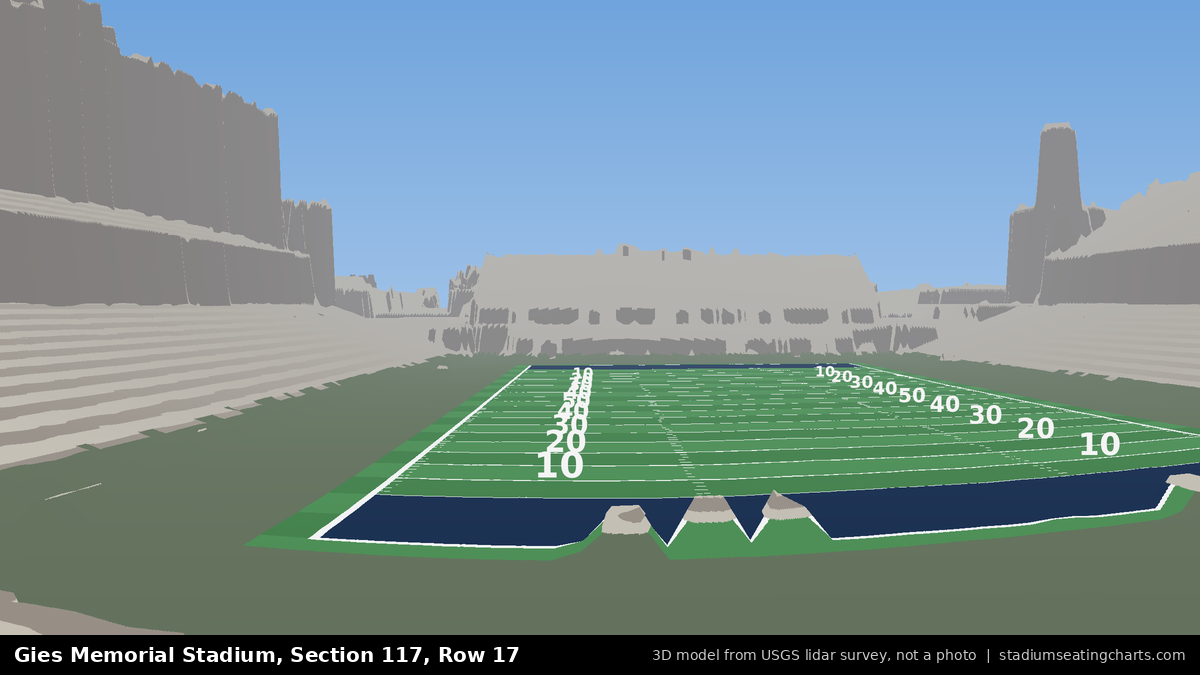 View from Gies Memorial Stadium Section 117, Row 17, looking toward the field