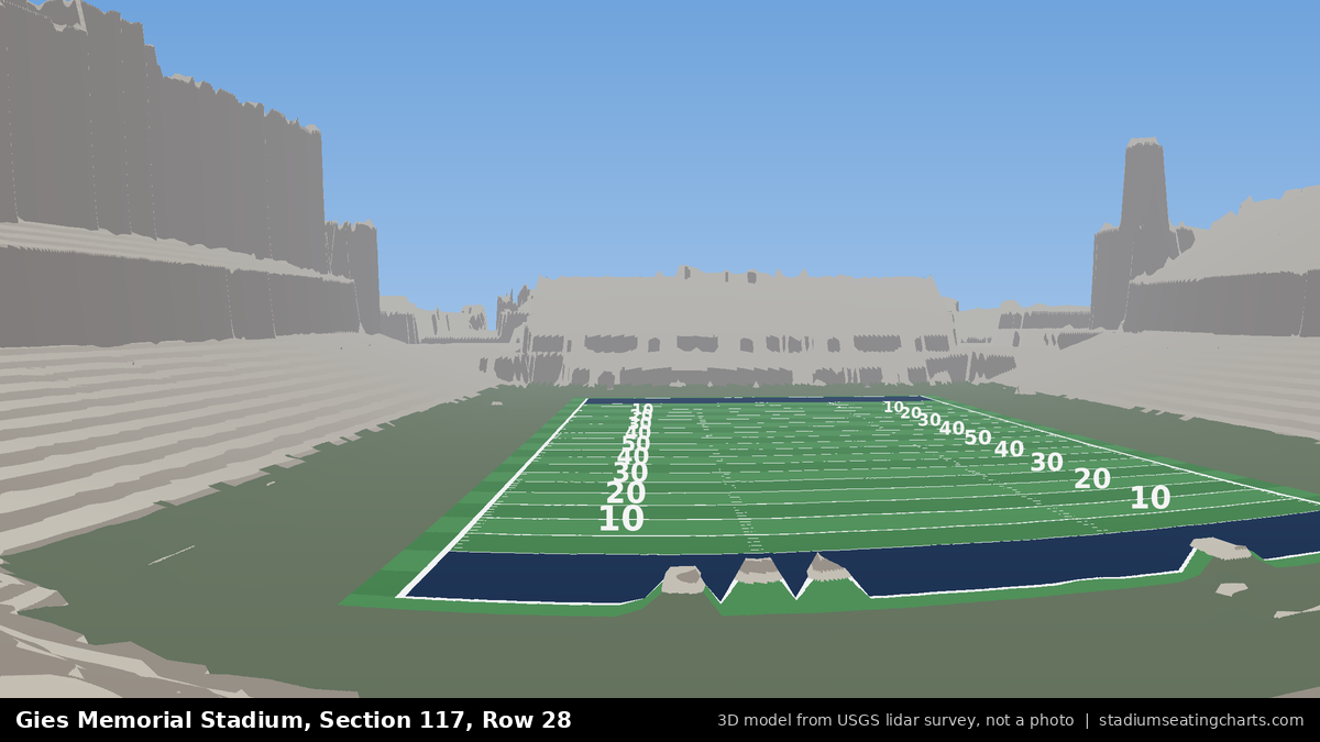 View from Gies Memorial Stadium Section 117, Row 28, looking toward the field