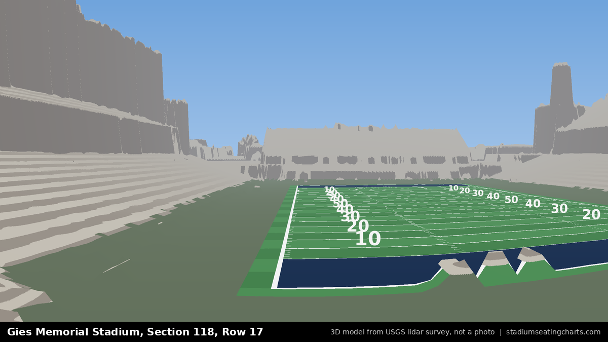 View from Gies Memorial Stadium Section 118, Row 17, looking toward the field