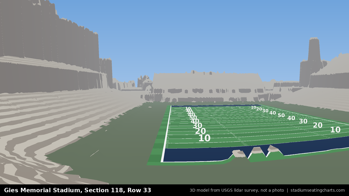 View from Gies Memorial Stadium Section 118, Row 33, looking toward the field