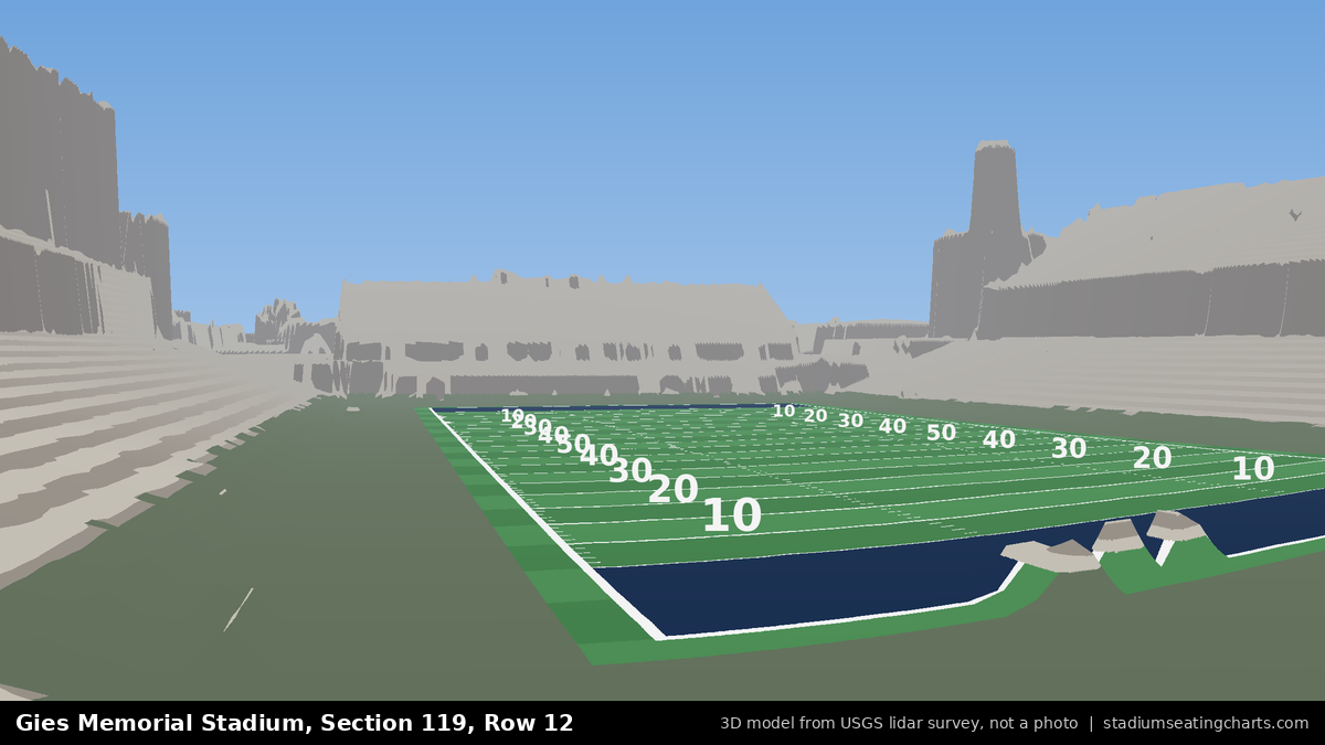 View from Gies Memorial Stadium Section 119, Row 12, looking toward the field