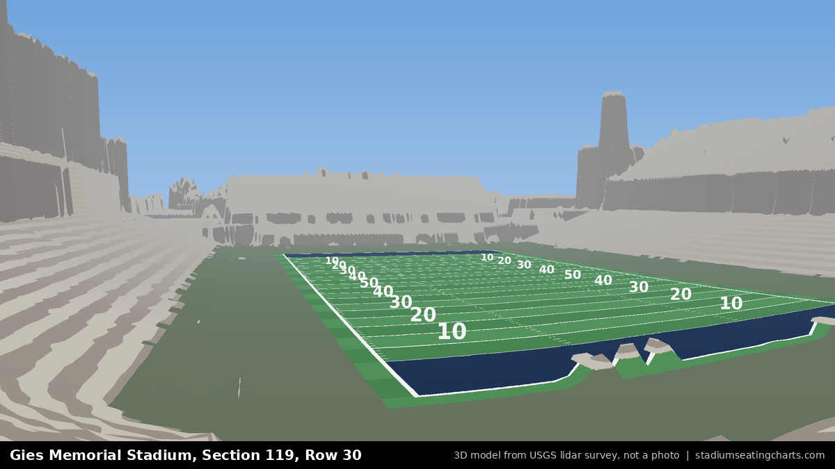 View from Gies Memorial Stadium Section 119, Row 30, looking toward the field