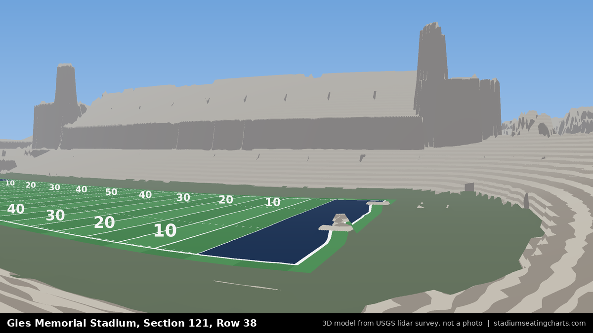View from Gies Memorial Stadium Section 121, Row 38, looking toward the field