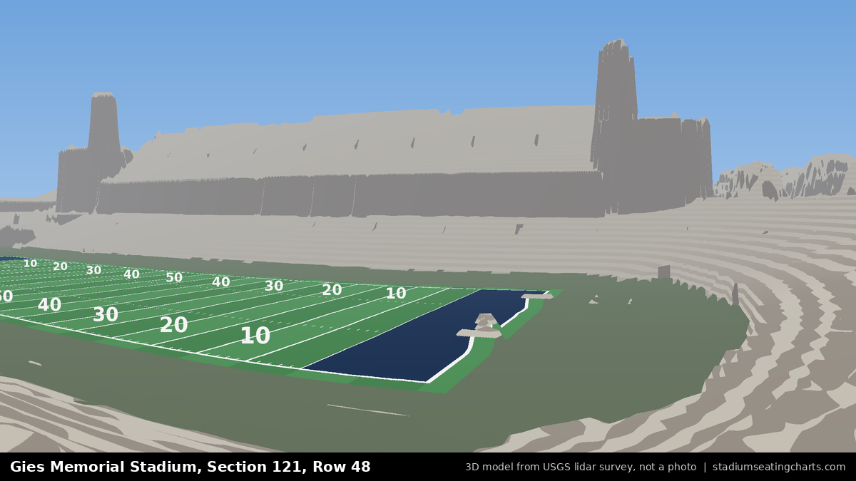 View from Gies Memorial Stadium Section 121, Row 48, looking toward the field