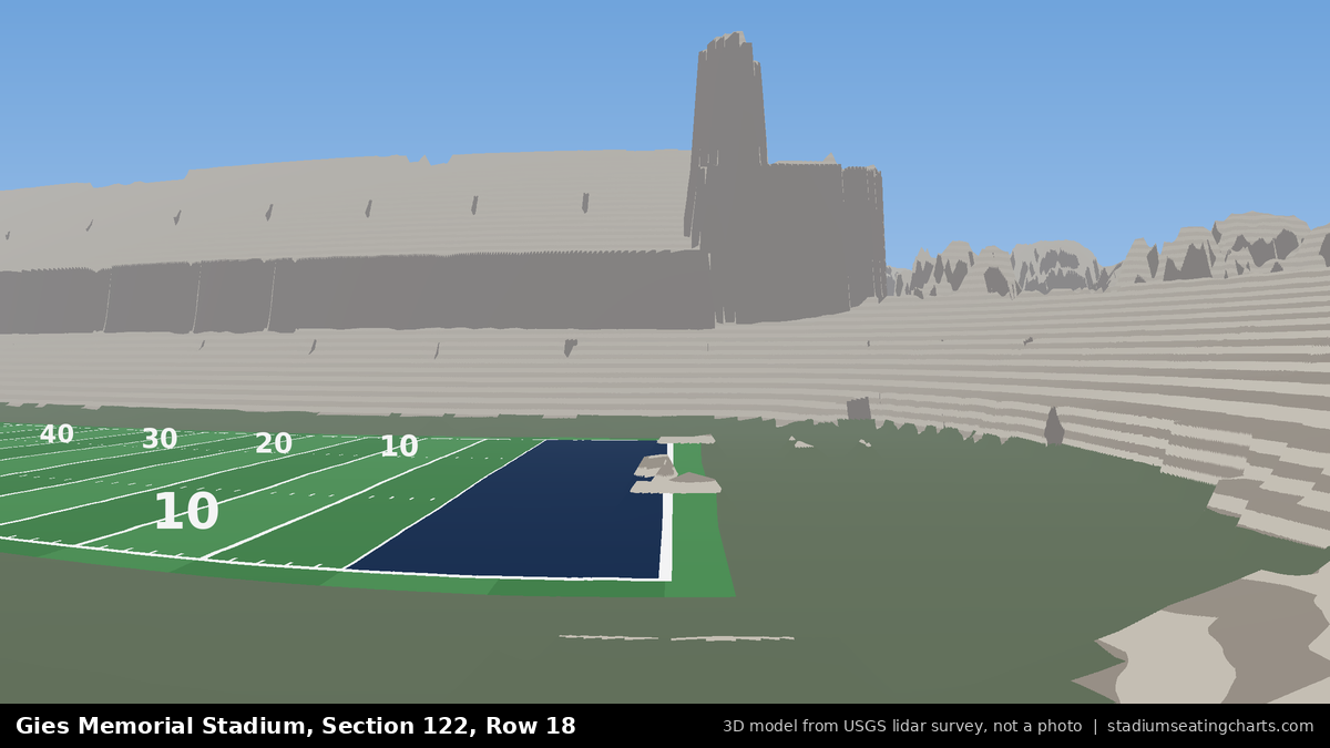 View from Gies Memorial Stadium Section 122, Row 18, looking toward the field