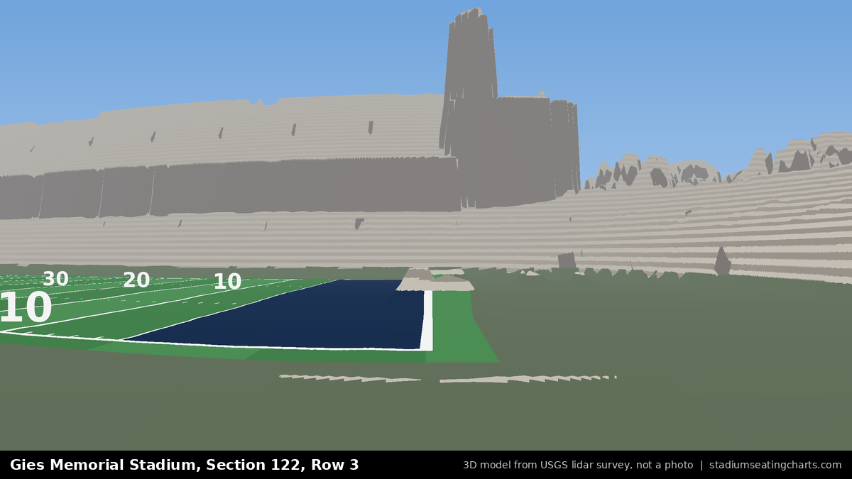 View from Gies Memorial Stadium Section 122, Row 3, looking toward the field