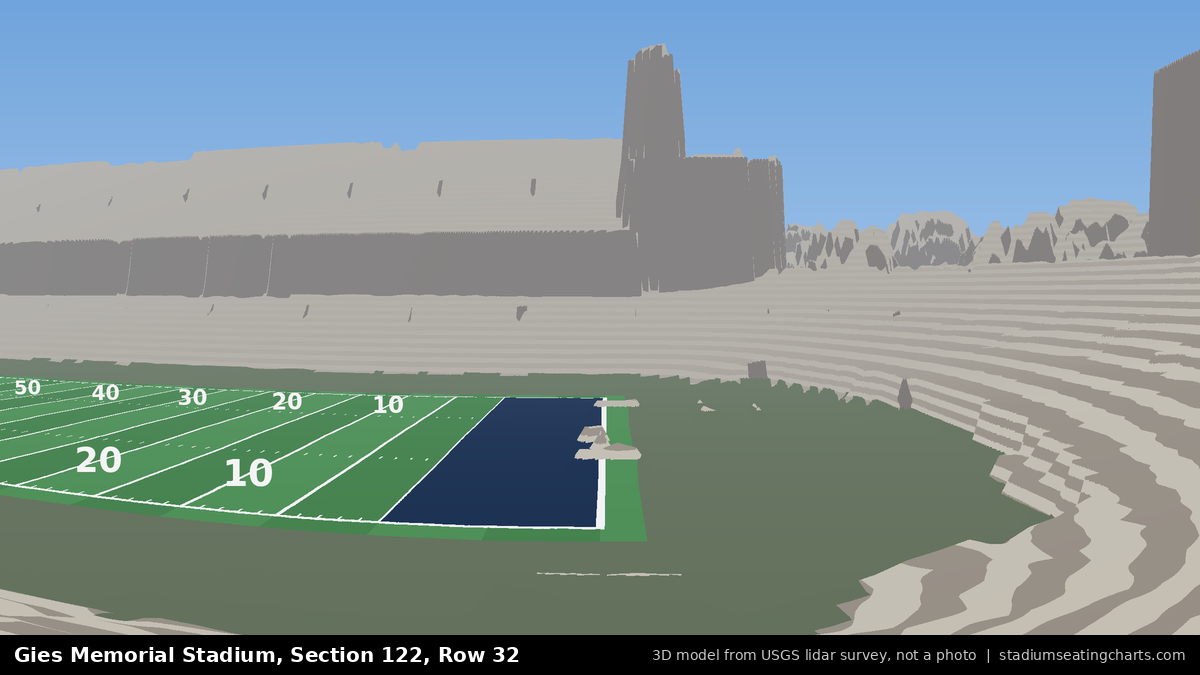 View from Gies Memorial Stadium Section 122, Row 32, looking toward the field