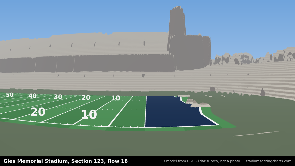 View from Gies Memorial Stadium Section 123, Row 18, looking toward the field