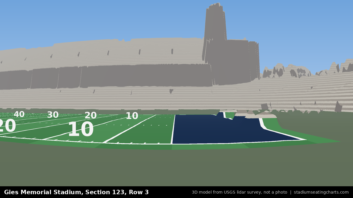 View from Gies Memorial Stadium Section 123, Row 3, looking toward the field