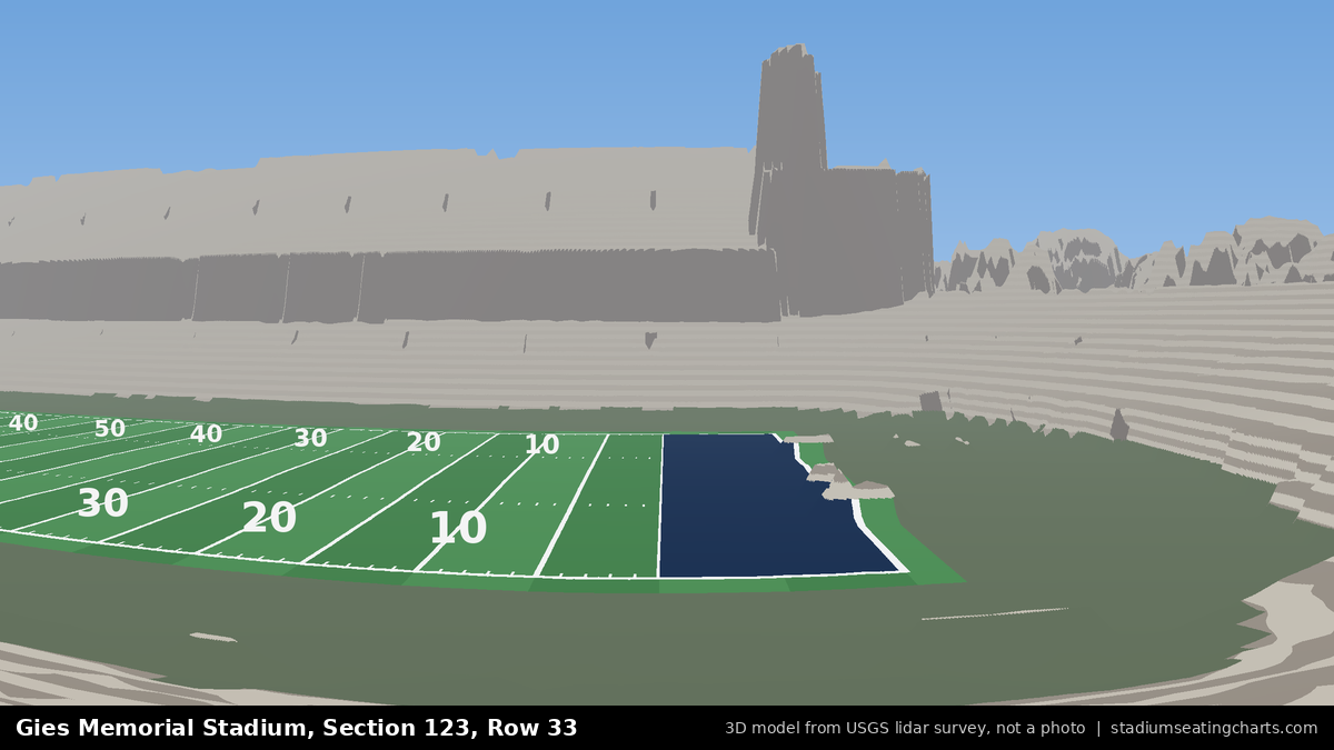 View from Gies Memorial Stadium Section 123, Row 33, looking toward the field