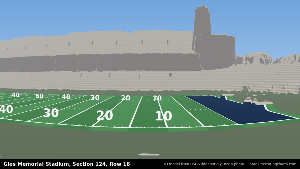 View from Gies Memorial Stadium Section 124, Row 18, looking toward the field
