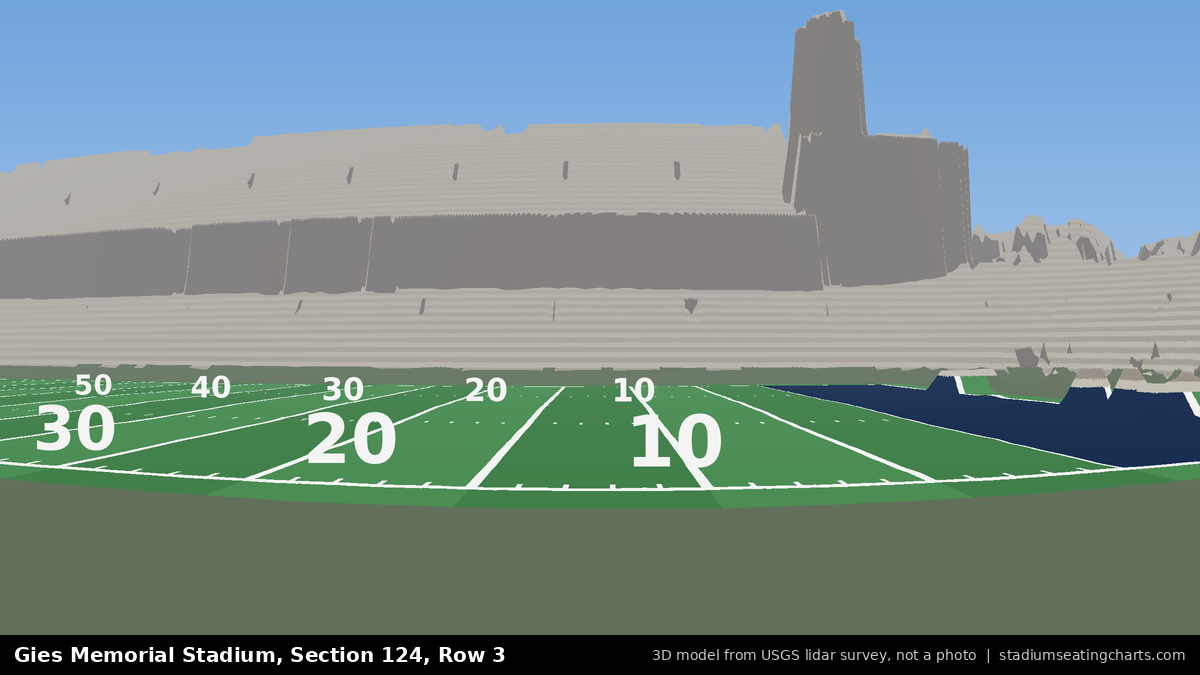 View from Gies Memorial Stadium Section 124, Row 3, looking toward the field