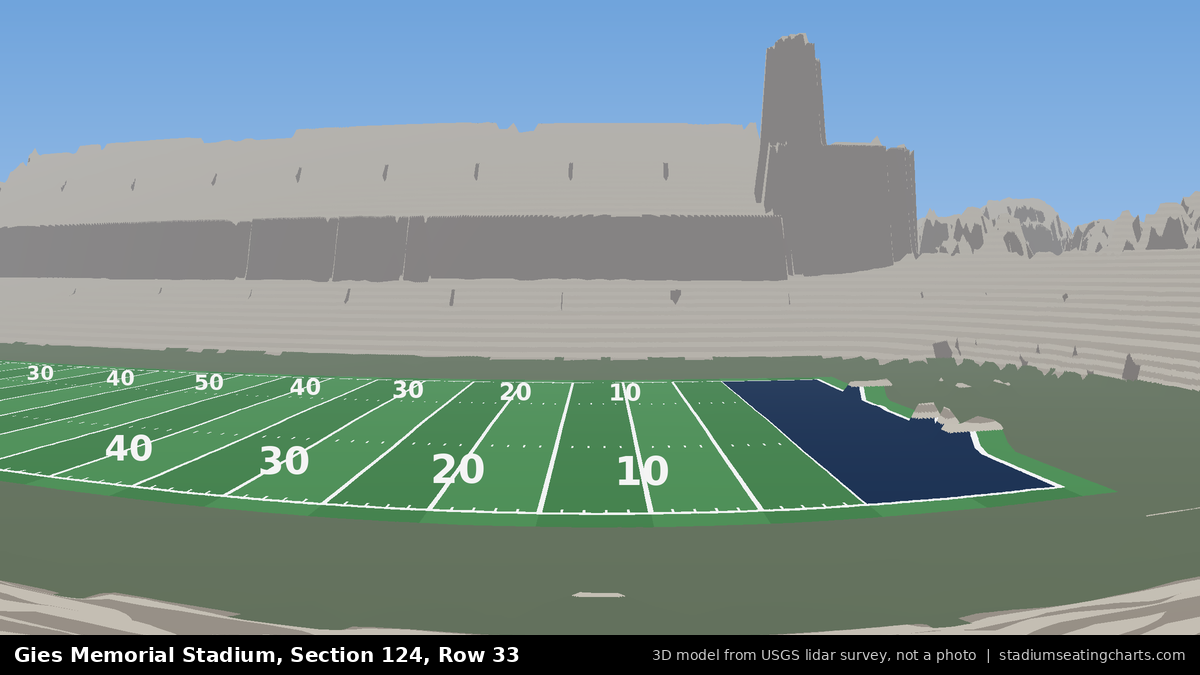 View from Gies Memorial Stadium Section 124, Row 33, looking toward the field