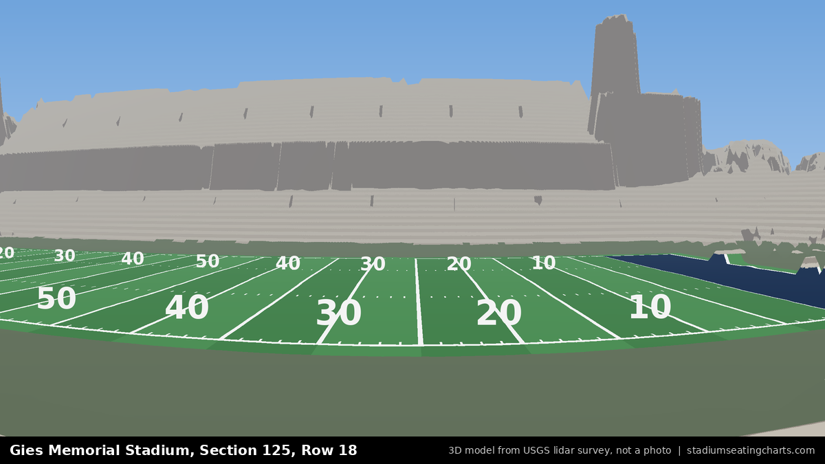 View from Gies Memorial Stadium Section 125, Row 18, looking toward the field