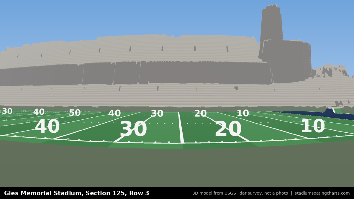 View from Gies Memorial Stadium Section 125, Row 3, looking toward the field