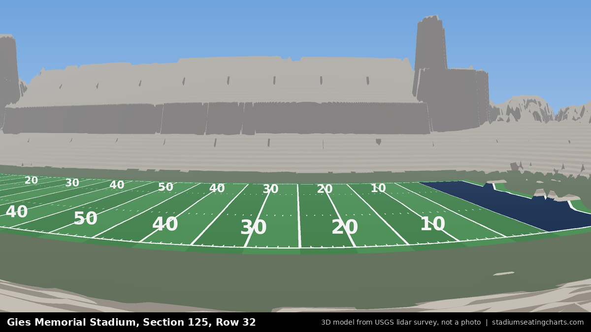View from Gies Memorial Stadium Section 125, Row 32, looking toward the field