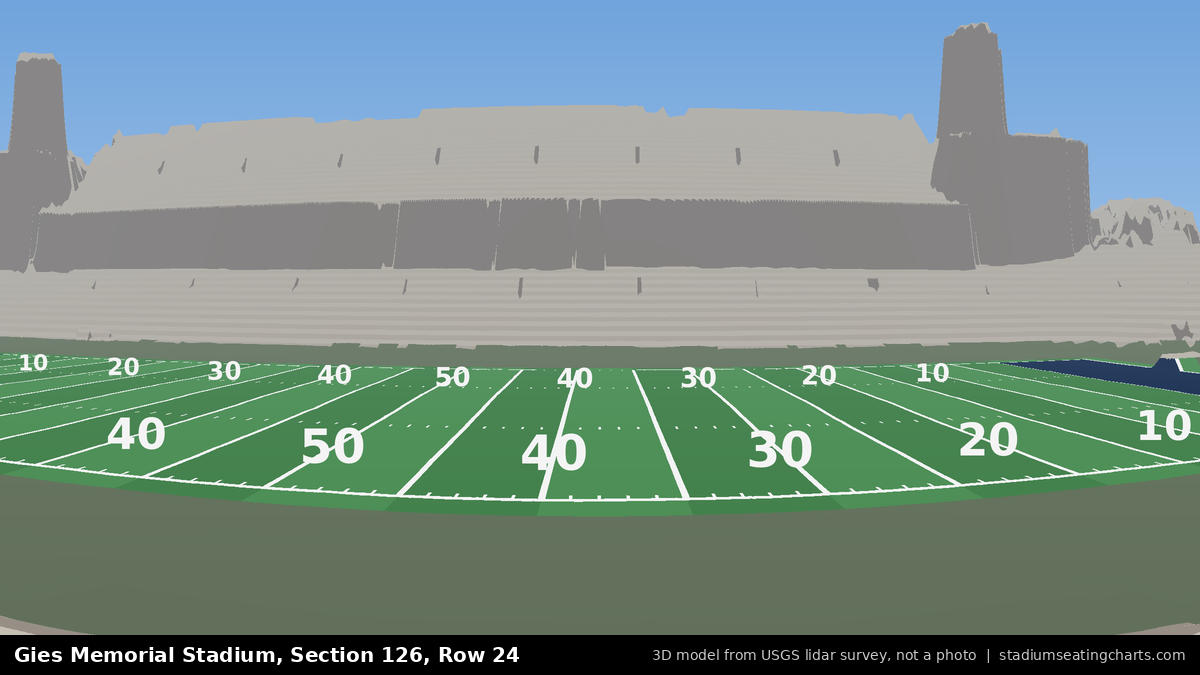 View from Gies Memorial Stadium Section 126, Row 24, looking toward the field