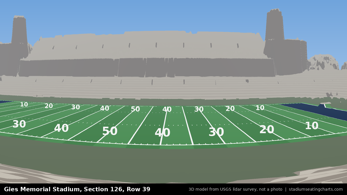 View from Gies Memorial Stadium Section 126, Row 39, looking toward the field