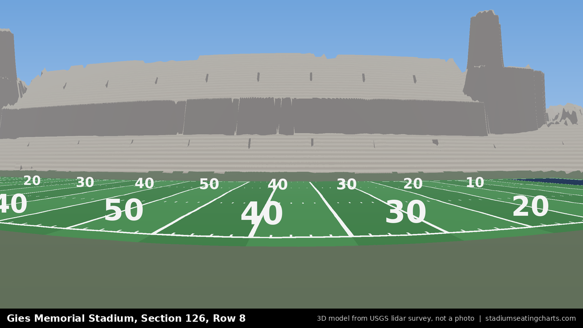 View from Gies Memorial Stadium Section 126, Row 8, looking toward the field