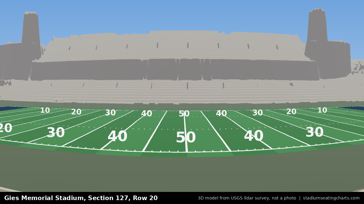 View from Gies Memorial Stadium Section 127, Row 20, looking toward the field