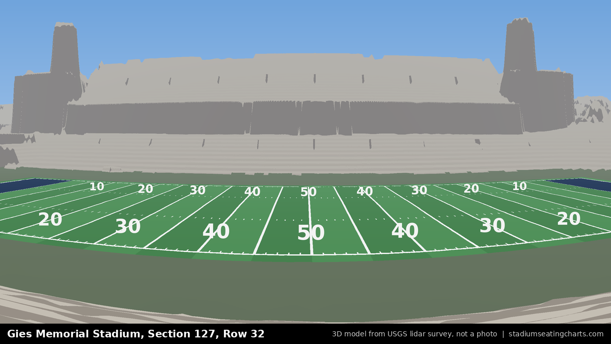 View from Gies Memorial Stadium Section 127, Row 32, looking toward the field