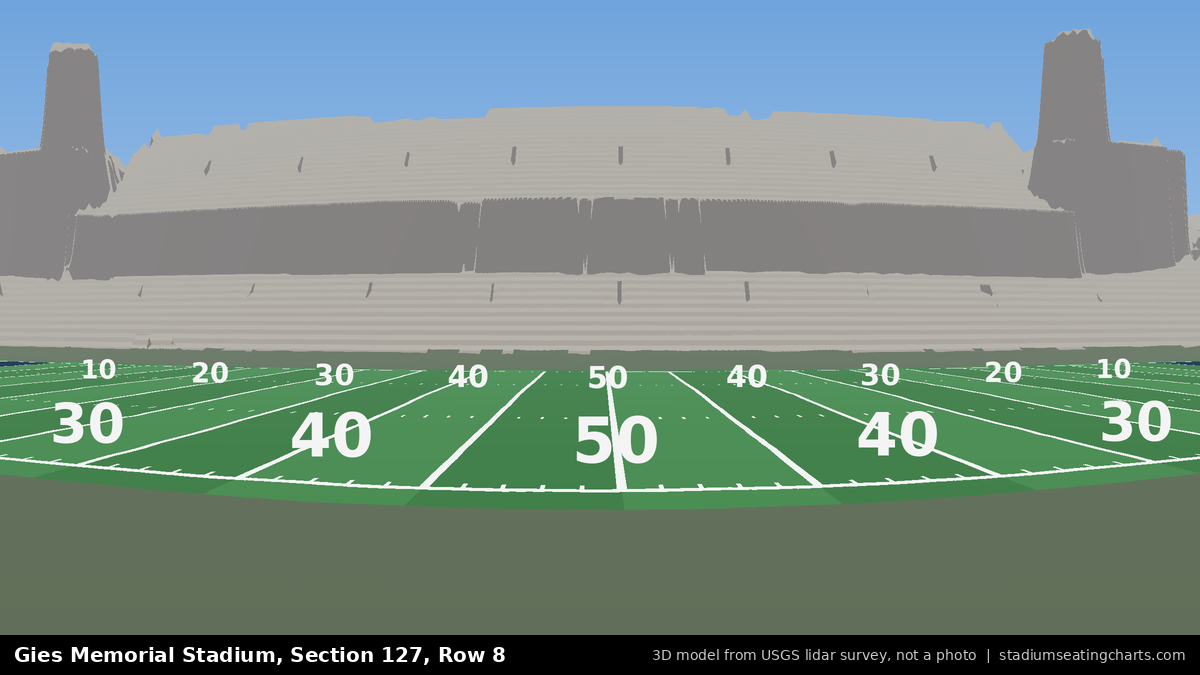 View from Gies Memorial Stadium Section 127, Row 8, looking toward the field