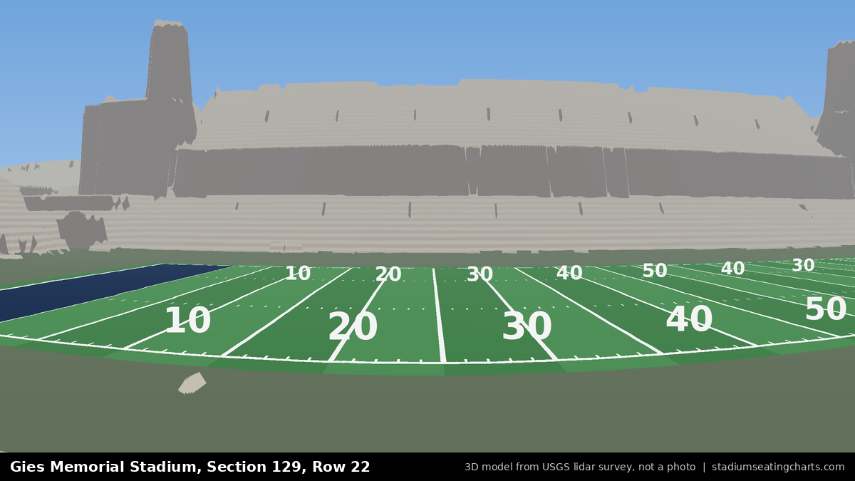 View from Gies Memorial Stadium Section 129, Row 22, looking toward the field