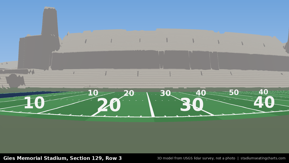 View from Gies Memorial Stadium Section 129, Row 3, looking toward the field