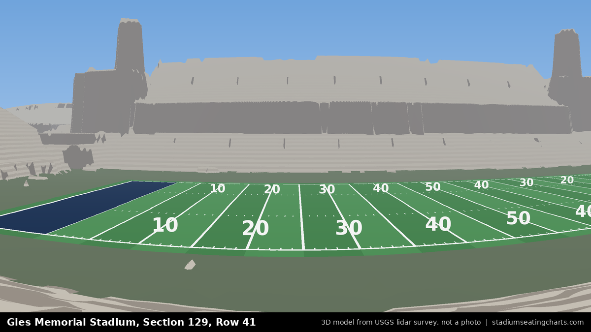 View from Gies Memorial Stadium Section 129, Row 41, looking toward the field