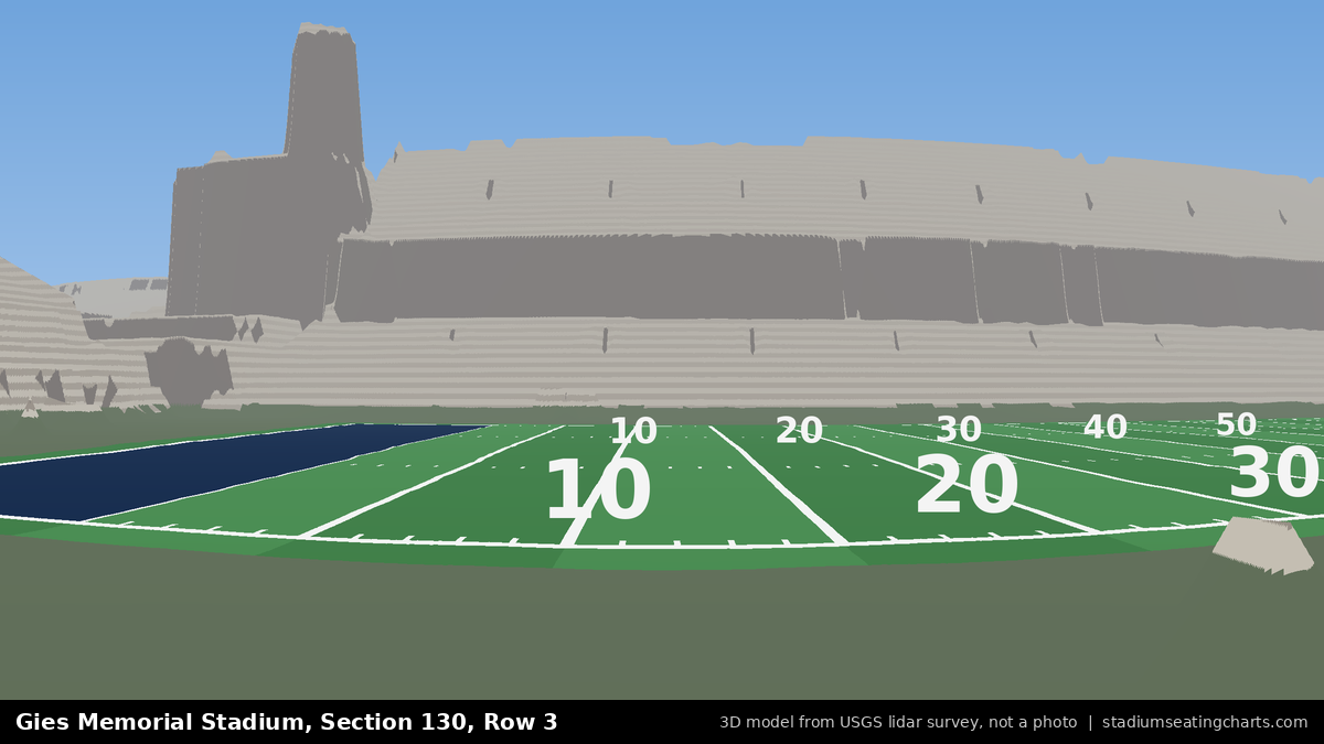 View from Gies Memorial Stadium Section 130, Row 3, looking toward the field