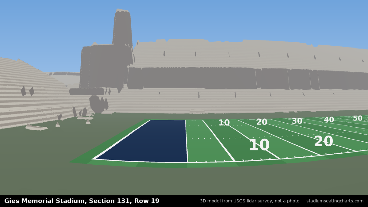 View from Gies Memorial Stadium Section 131, Row 19, looking toward the field