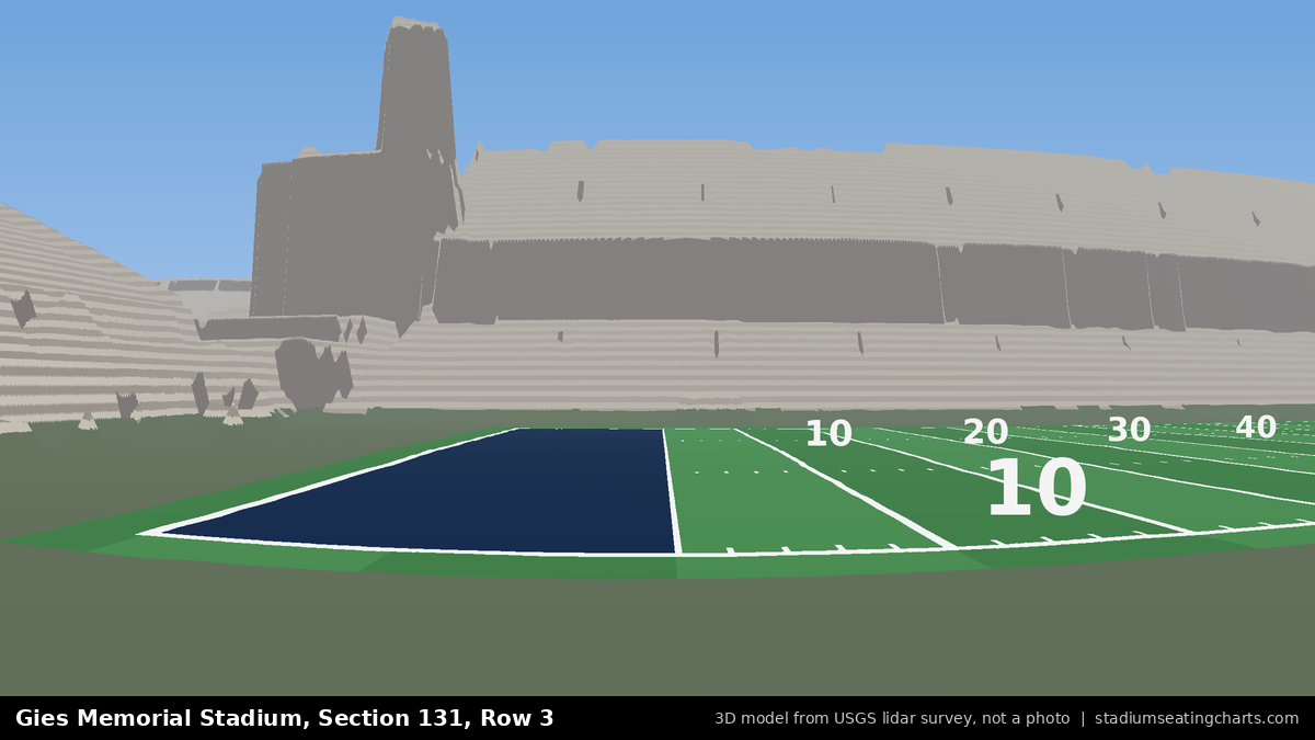 View from Gies Memorial Stadium Section 131, Row 3, looking toward the field
