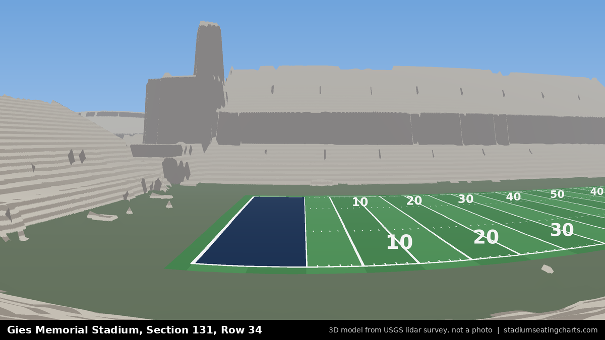 View from Gies Memorial Stadium Section 131, Row 34, looking toward the field