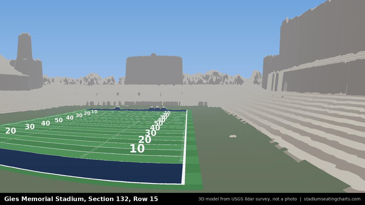 View from Gies Memorial Stadium Section 132, Row 15, looking toward the field