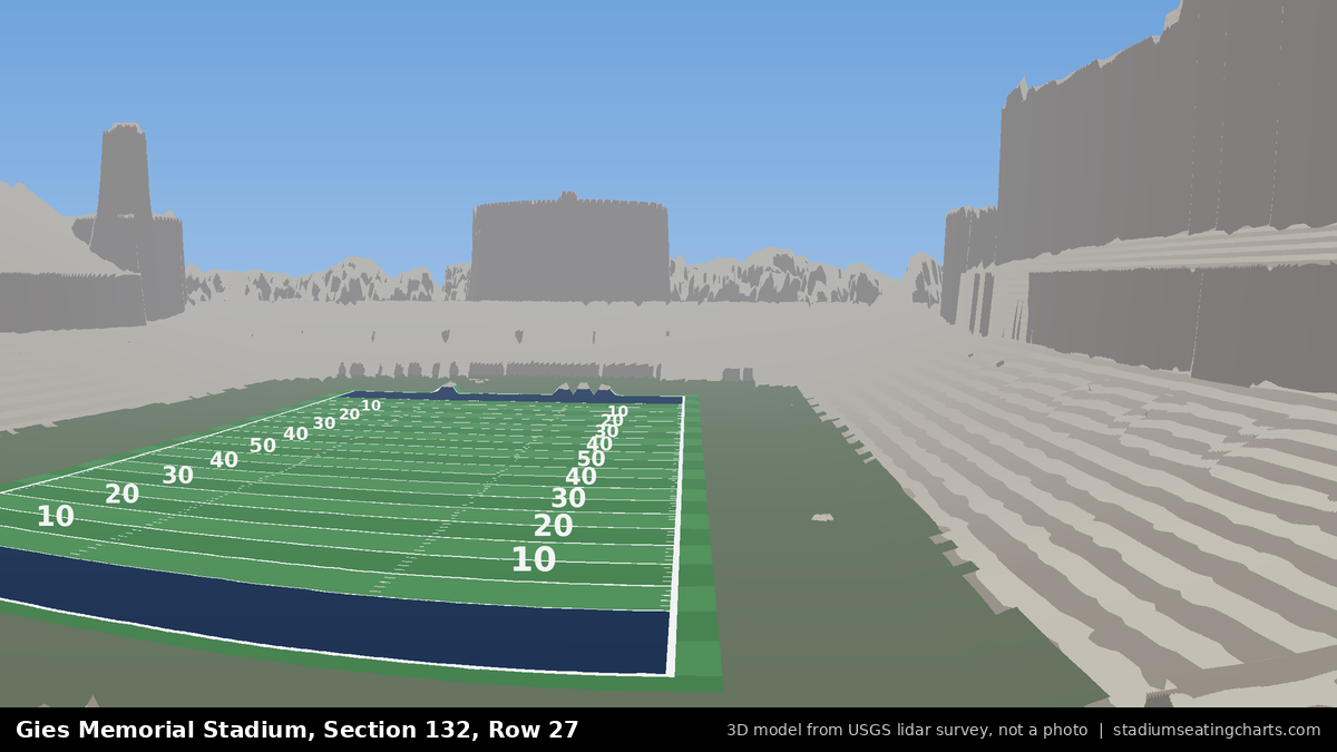 View from Gies Memorial Stadium Section 132, Row 27, looking toward the field