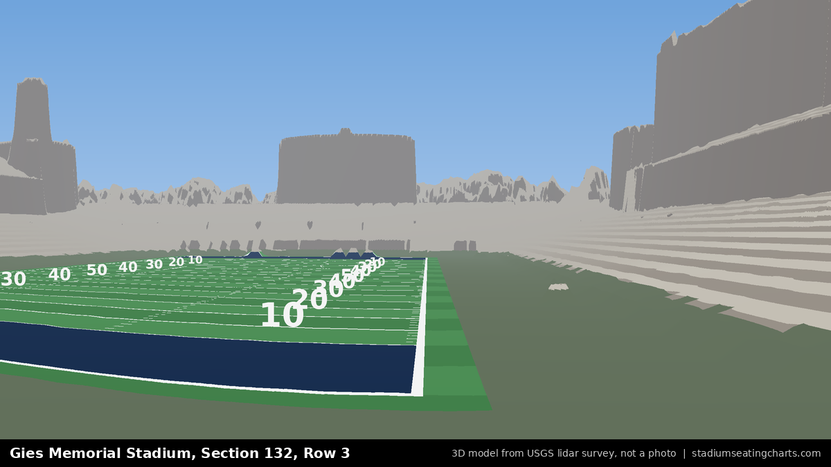 View from Gies Memorial Stadium Section 132, Row 3, looking toward the field