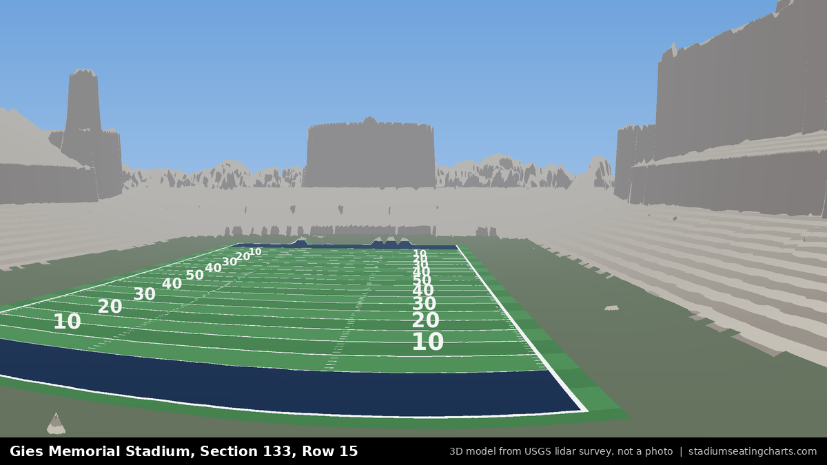 View from Gies Memorial Stadium Section 133, Row 15, looking toward the field