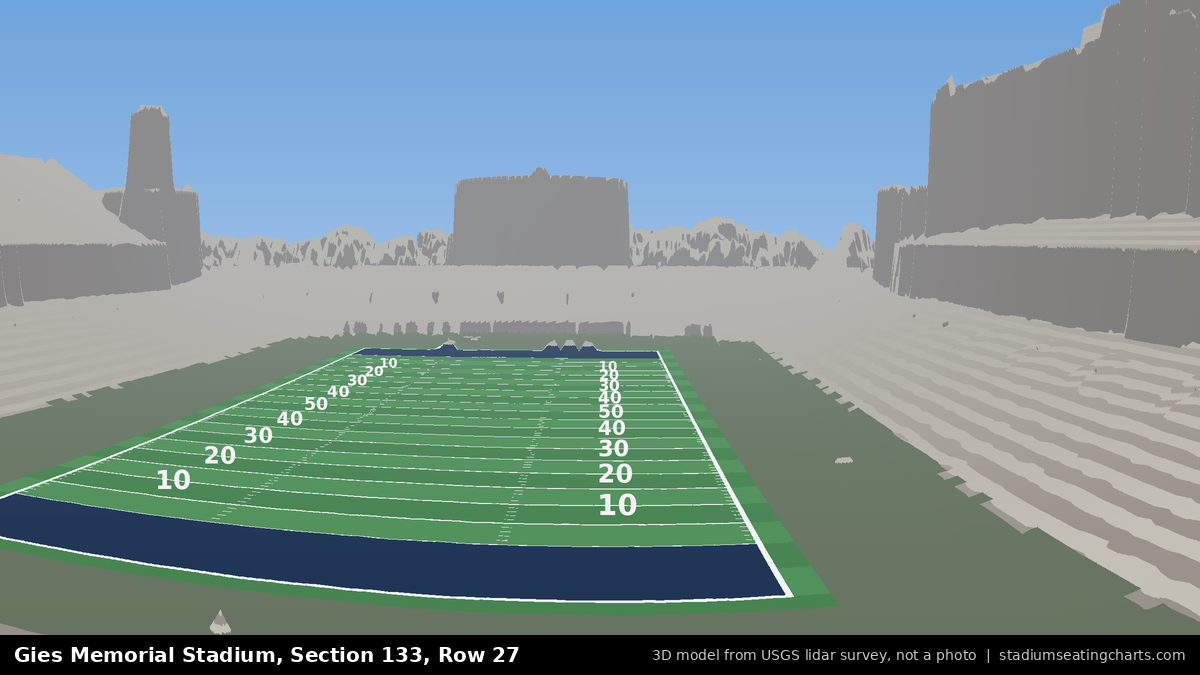 View from Gies Memorial Stadium Section 133, Row 27, looking toward the field
