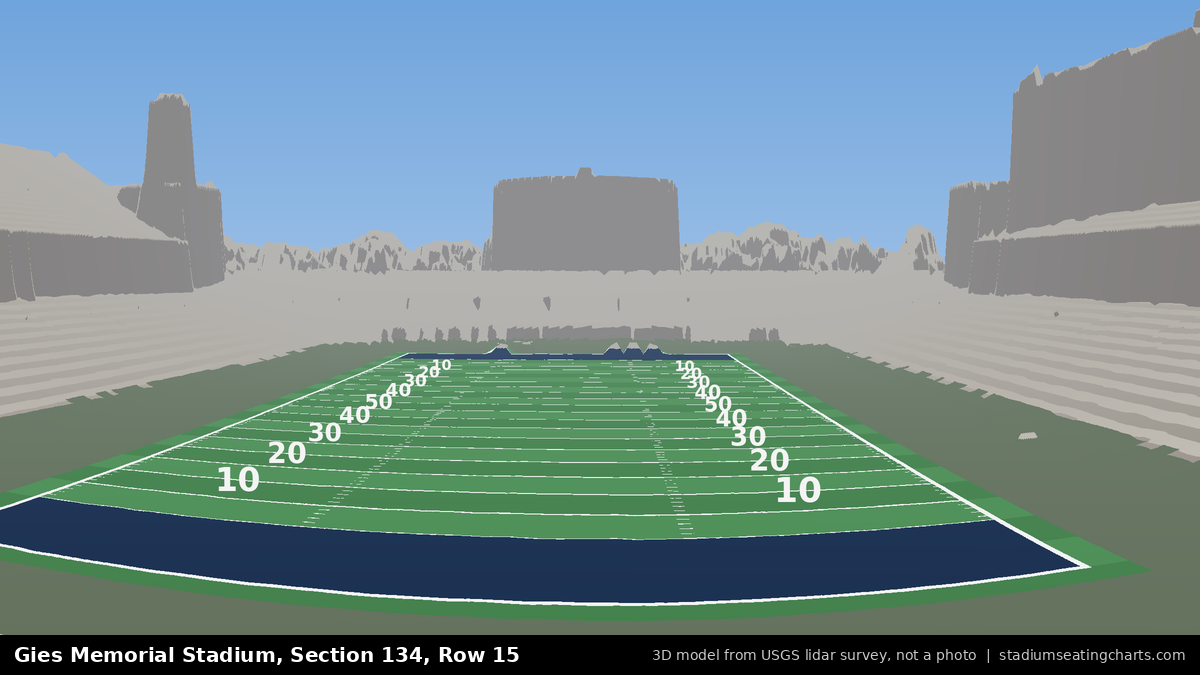 View from Gies Memorial Stadium Section 134, Row 15, looking toward the field