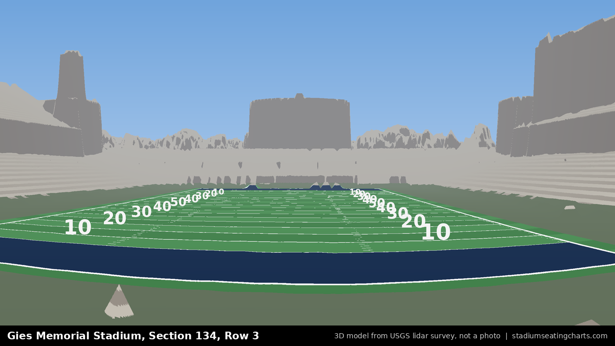 View from Gies Memorial Stadium Section 134, Row 3, looking toward the field
