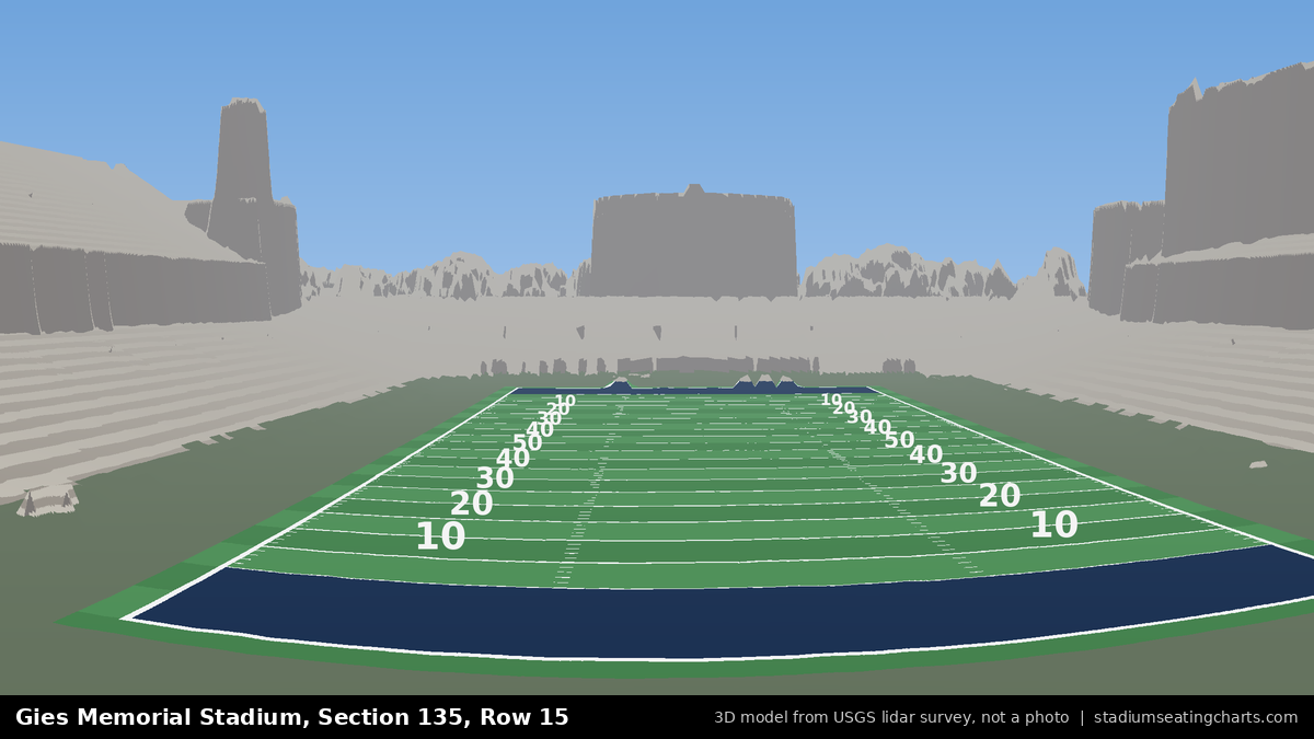 View from Gies Memorial Stadium Section 135, Row 15, looking toward the field