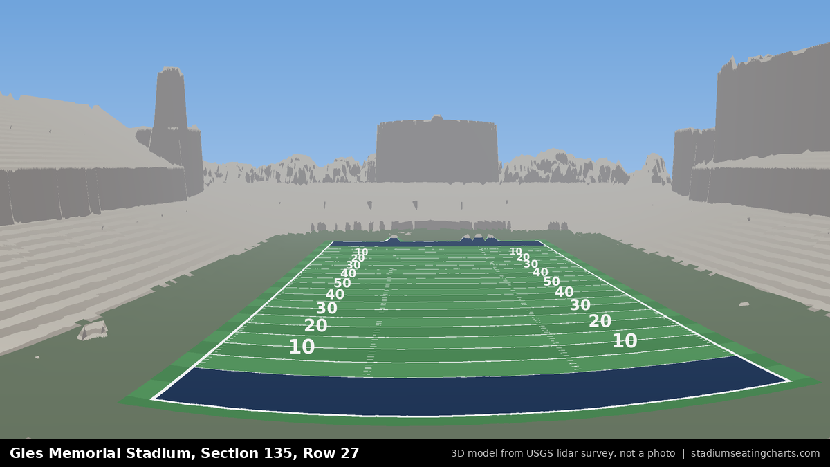 View from Gies Memorial Stadium Section 135, Row 27, looking toward the field